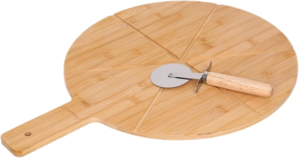 Pizzabrett Flammkuchenbrett Servierbrett mit Pizzaschneider Cheffinger CF-BPT50