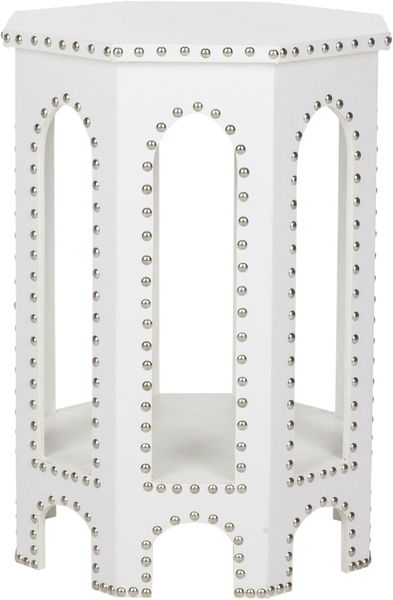 SAFAVIEH Glam Wooden Accent Table, in White, 40 X 40 X 55.88