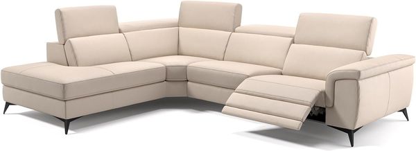 Sofanella Sofalandschaft AMARO Ledergarnitur Echtleder Eckcouch in Creme S: 286 Breite x 108 Tiefe