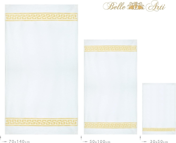 Belle Arti Handtücher Luxus Mäander Gästetücher Badetücher Duschtücher Saunatücher in Set, (2-St), schwarz, weiss, beige, rot, gold, 100% Baumwolle, Frottee, eingestickt Bild 4