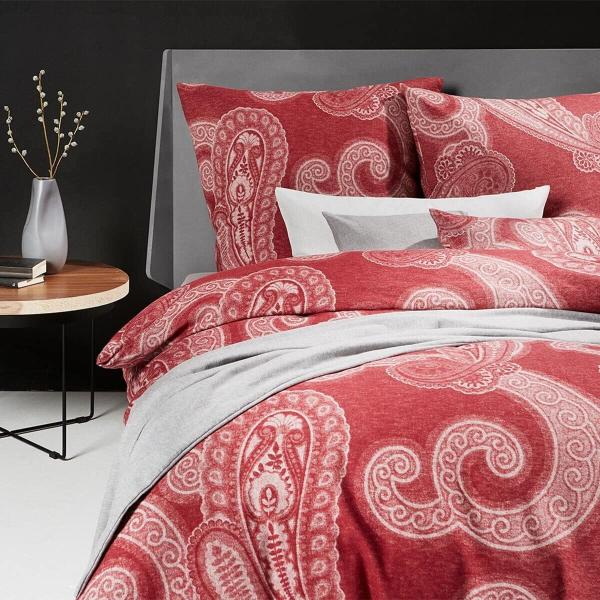 Fleuresse Lech Edelflanell Bettwäsche 155x220 Paisley rot 604312-04