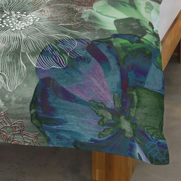 Traumschlaf Satin Bettwäsche Freda grün petrol|155x220 cm + 80x80 cm Bild 4