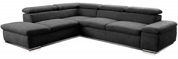 Cavadore Ecksofa Alkatraz / Großes Eck-Schlafsofa mit Ottomanen links und verstellbaren Kopfstützen/ Modernes Design / 274 x 66 x 228 cm / Schwarz