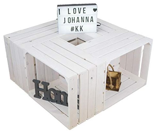 Kistenkolli Altes Land Allzweckkiste 4 Stück neue Obstkisten "Johanna" weiss lasiert Holzkisten Apfelkisten (Spar-Set)