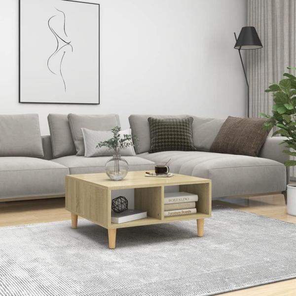 vidaXL Couchtisch Weiß Sonoma-Eiche 60 x 60 x 30 cm Spanplatte [805982]
