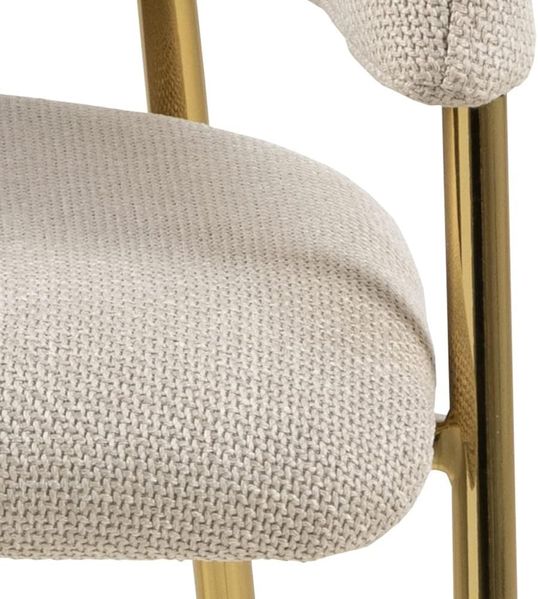 AC Design Furniture Anna Esszimmerstühle 2er Set, Weiche Esszimmerstühle, Küchenstühle, Lounge Esszimmerstühle mit Armlehnen, Beige Polsterstühle mit Goldfarbenen Metallbeinen Bild 7