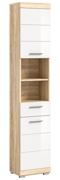 Hochschrank >Lambada< in sonoma eiche hell/weiß - 37x191x31cm (BxHxT)