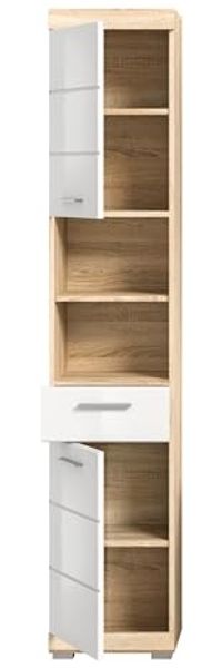Hochschrank >Lambada< in sonoma eiche hell/weiß - 37x191x31cm (BxHxT) Bild 5