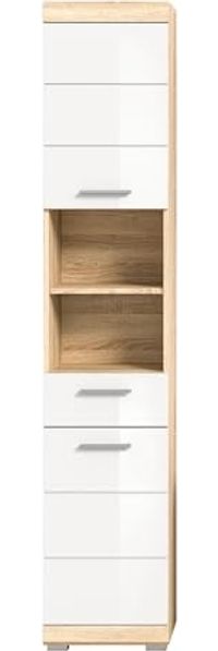 Hochschrank >Lambada< in sonoma eiche hell/weiß - 37x191x31cm (BxHxT) Bild 4