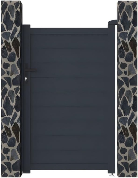 Vente-unique - Gartentor Flügeltor - 103 x 166 cm - voll - Aluminium - Anthrazit - NAZARIO