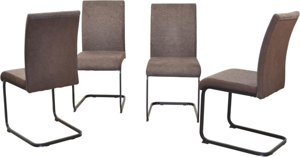 4er-Set Schwingstühle "Carl" Stoffbezug braun