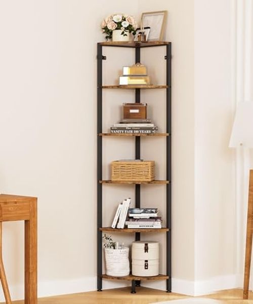 Yorbay Eckregal 6 Ebenen platzsparend Standregal stehend, Hoch Regal mit Kippschutz, 170cm