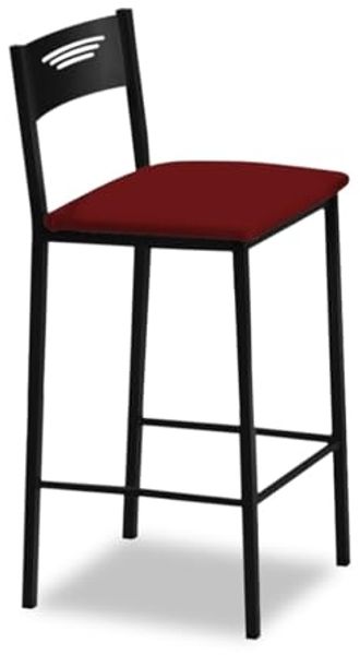 ASTIMESA - Küchenhocker mit hoher Polsterung mit Rückenlehne - Gestell schwarz und Sitzfläche aus Kunstleder - Farbe des Sitzes: Bordeaux. Lieferumfang: 1 Stück, Maße: 90 cm (Gesamthöhe)