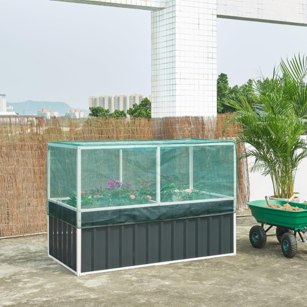 Hochbeet mit Netz Alblasserdam 174x90x118 cm Anthrazit [en. casa]