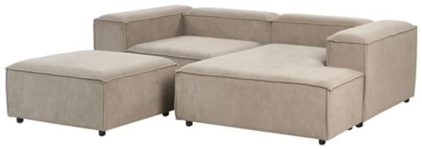 Linksseitiges Ecksofa mit Ottomane ARDAL Taupe Linksseitig