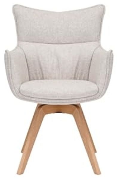 riess-ambiente Drehstuhl VOGUE beige/natur- Strukturstoff, Eichenholz, 360° drehbar, Armlehnen (Einzelartikel, 1 St), moderner Polsterstuhl - ideal für Ess-, Arbeits-, Wohnzimmer & Büro