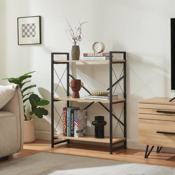 Standregal Skørping 90x65x30 cm Schwarz/Eicheoptik [en. casa]