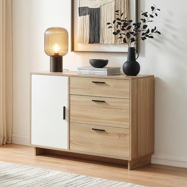 Sideboard Kenta 100x35x72 cm Sonoma-Eicheoptik/Weiß [en. casa]