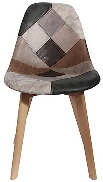 THE HOME DECO FACTORY HD6137 Set mit 2 Stühlen für Wohnzimmer, Esszimmer, Patchwork, skandinavisches PU, Polyurethan, Mehrfarbig, Holz, 46 x 85 x 55 cm Bild 4