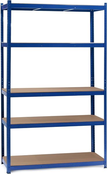 Wiltec Schwerlastregal 120 x 60 x 204 cm, 200kg/Ebene, Steckregal blau, Lastenregal mit 5 Ablagen, Werkstattregal