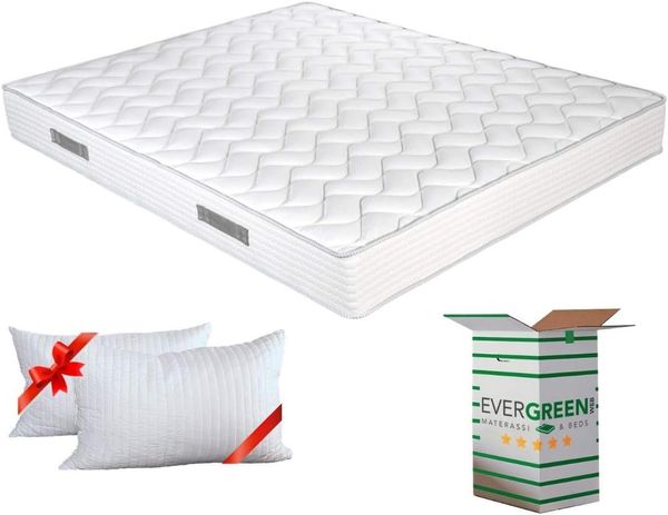 EVERGREENWEB - Orthopädische Waterfoam Matratze 180x200, Hoch 20 cm + 2 VISCOSCHAUM Kissen KOSTENLOS aus Memory Foam Flocken, Atmungsaktiv, Hypoallergen, Ergonomisch, 100% Made in Italy | Fashion