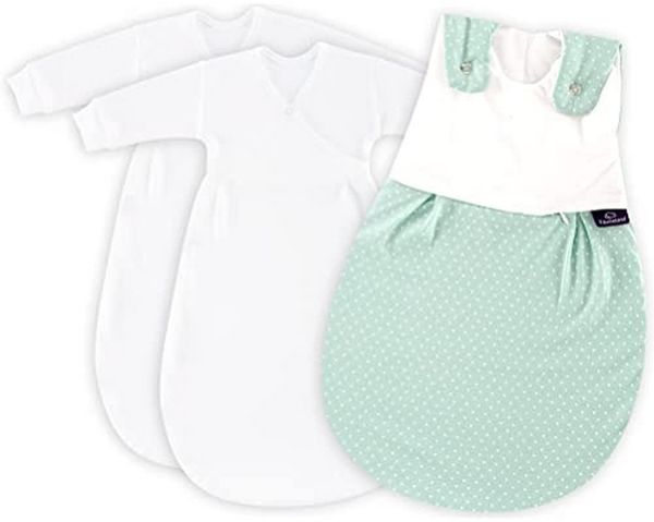 Träumeland Babyschlafsack LIEBMICH 3tlg. Set Pünktchen mint, Größe 56/62