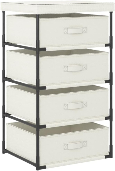 vidaXL Aufbewahrungsregal mit 4 Stoffkörben Stahl Creme 322624