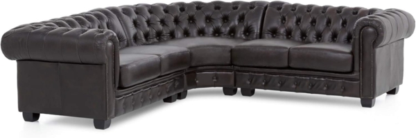 Ecksofa Chesterfield Echtleder braun