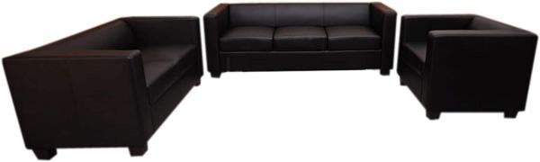 3-2-1 Sofagarnitur Couchgarnitur Loungesofa Lille ~ Kunstleder, schwarz