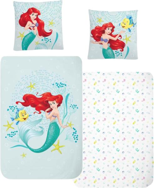 MTOnlinehandel Kinderbettwäsche Disney Arielle Meerjungfrau, Flanell, Biber, 2 teilig, Disney's Mermaid Prinzessin Mädchen-Bettwäsche