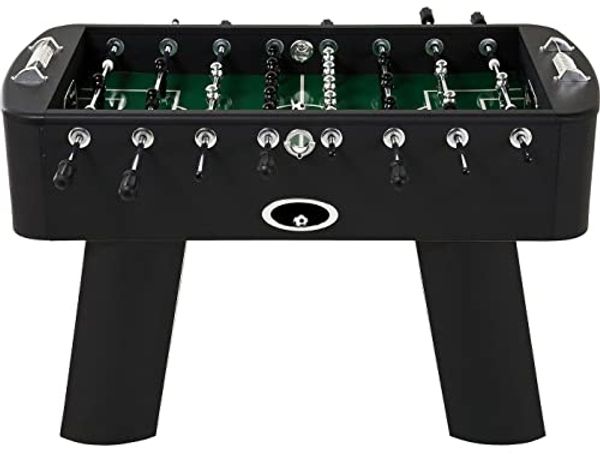 Kare Design Kicker Style schwarz/silber, Kickertisch, Fußballtisch, kugelgelagert, inkl. 4 Bälle, Figuren austauschbar, Fußballkicker, 90 x 125 x 145 cm (H/B/T)
