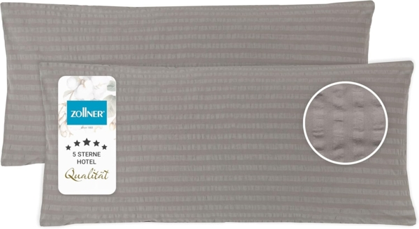 ZOLLNER Kissenbezug, (2 Stück), 40 x 80 cm, 100% Baumwolle, vom Hotelwäschespezalisten, Seersucker