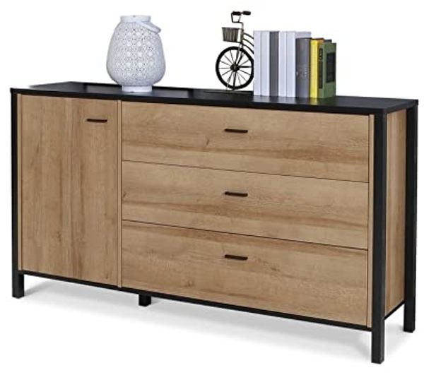 Möbel-Eins HAVANO Sideboard L, Material Dekorspanplatte, Riviera Eichefarbig/schwarz