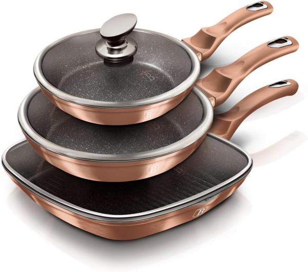 Berlinger Haus Berlinger Haus Set mit 3 Granitpfannen 20/24/28 cm Metallic Line Rose Gold BH6195