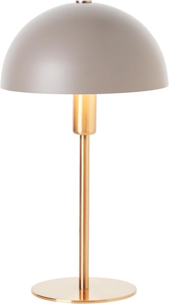 Lightbox Pilz-Tischlampe | 36 cm Höhe, Ø 20 cm | Tischleuchte mit Wipp-Schalter | glamouröse LED Lampe als Nachttischlampe für das Schlafzimmer | E14 | aus Metall in Goldfarben/Matt Taupe/Grau
