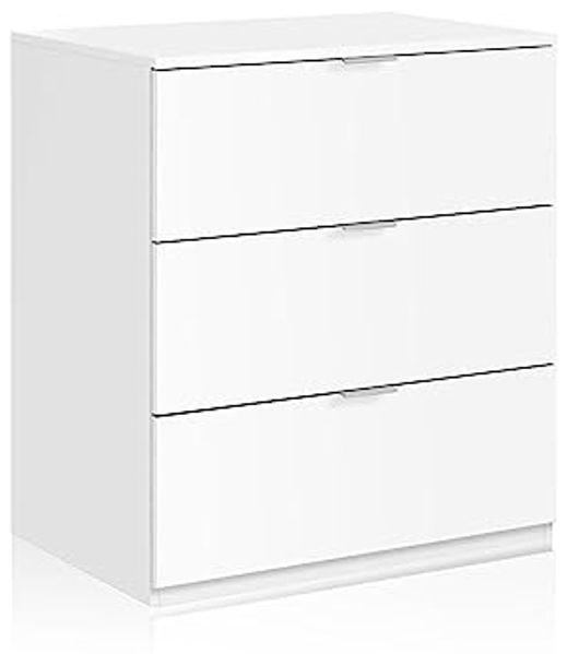 Habitdesign Kommode 3 Schublade ist, Kunststoff Holz, mattweiß, Cómoda