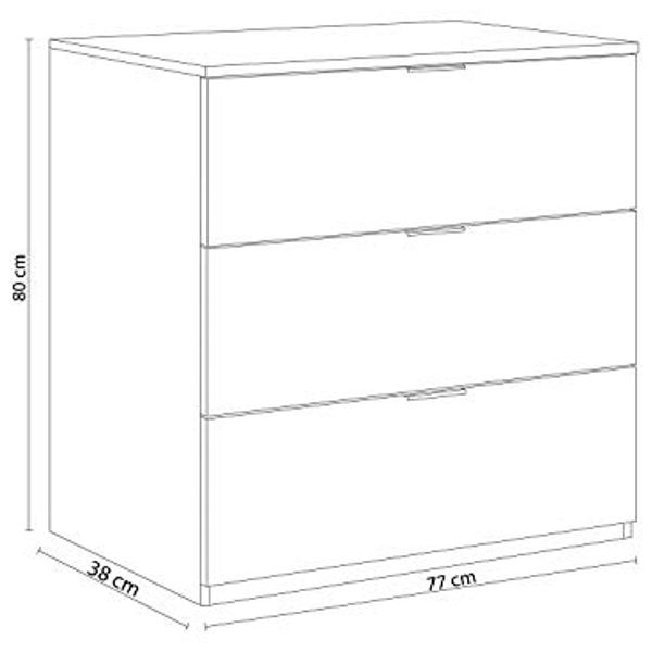 Habitdesign Kommode 3 Schublade ist, Kunststoff Holz, mattweiß, Cómoda Bild 3