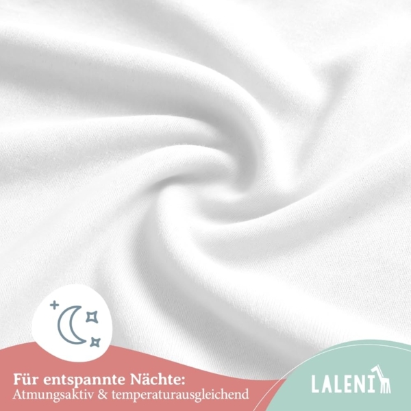 Laleni Jersey Spannbettlaken Babybett Kinderbett 60x120 cm - Oeko-Tex Zertifiziert, 100% Baumwolle, atmungsaktives Spannbetttuch Baby, 135 g/m², weiß Bild 5
