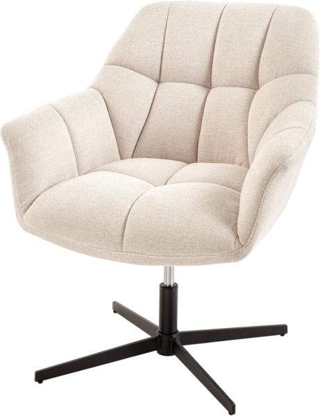 riess-ambiente Loungesessel PAPILLON champagner beige/schwarz – Stoff, drehbar, höhenverstellbar (Einzelartikel, 1-St), bequemer Dreh-Sessel mit 360° Funktion – ideal für moderne Wohnzimmer
