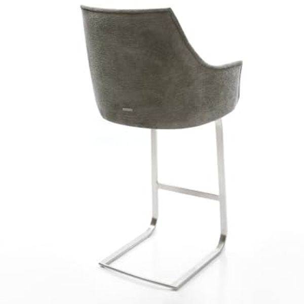 Barstuhl Alja-Flex Bouclé Soft Schlamm Freischwinger Flach Edelstahl Silberfarben Taschenfederkern Bild 6