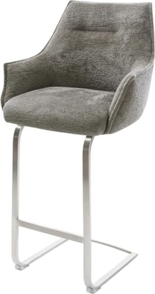 Barstuhl Alja-Flex Bouclé Soft Schlamm Freischwinger Flach Edelstahl Silberfarben Taschenfederkern