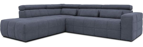 DOMO. collection Brandon Ecksofa, Sofa mit Rückenfunktion in L-Form, Polsterecke, Eckgarnitur, dunkelgrau, Ottomane links