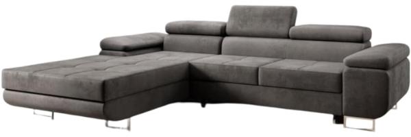 Designer Sofa Calvera mit Schlaf- und Klappfunktion (Samt) Anthrazit Links