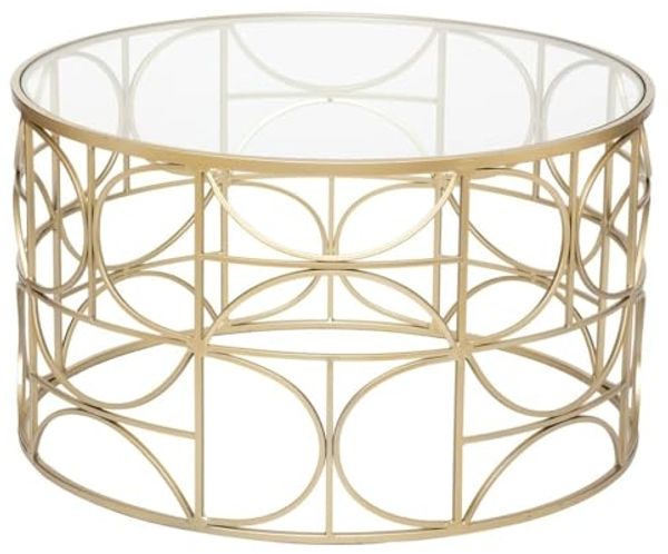 Couchtisch Suite - Platte aus gehärtetem Glas - golden D. 71 cm - Golden - Atmosphera créateur d'intérieur