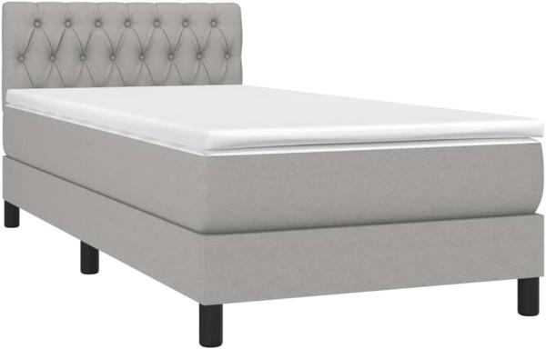 vidaXL Boxspringbett mit Matratze Hellgrau 90x200 cm Stoff, Härtegrad: H2 [3140265]