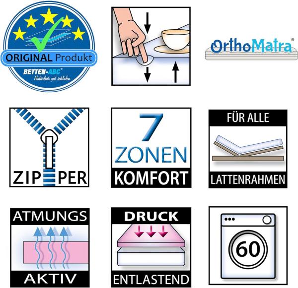 Betten-ABC 'KSP-1500 Deluxe' 7-Zonen Kaltschaummatratze, mit Klimafaserbezug, H3, 180x200 cm Bild 5