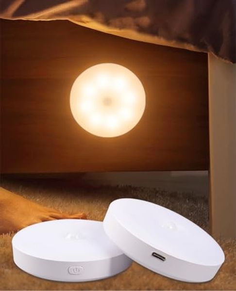 PRECORN LED Nachtlicht 4x Schrankbeleuchtung Licht m. Bewegungsmelder dimmbar USB-C, 3 Farben
