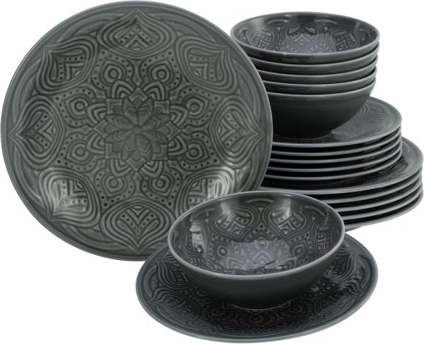 CreaTable 21627 Tafelservice Orient Mandala für 6 Personen, Porzellan (1 Set, 18-teilig)