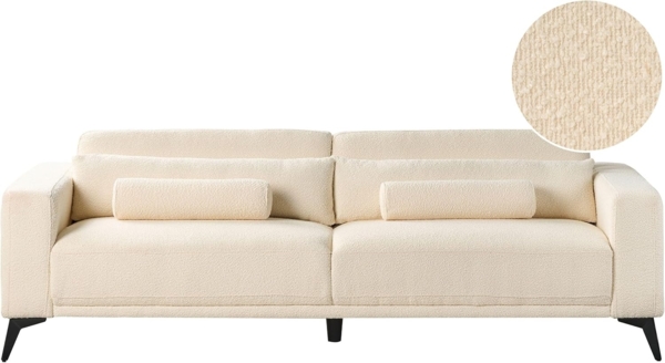 beliani 'ANGE' 3-Sitzer Sofa, Bouclé weiß, 214 x 84 x 68 cm