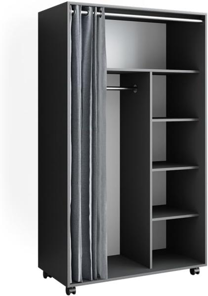 Vicco mobiler Kleiderschrank Dielenschrank Garderobe Doros Grau 100 x 168 cm offen rollbar